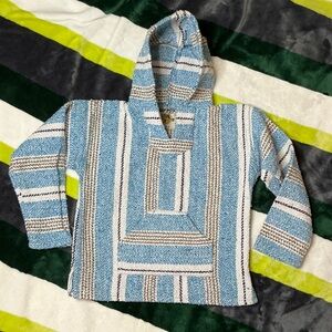 Cozy Blue and Brown Striped Kids Hoodie